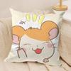 HHamtaro Cute Hamster Cushion Cover Silky Short Plush Invisible Zipper Dustproof Sofa Pillow Case for Home Decor