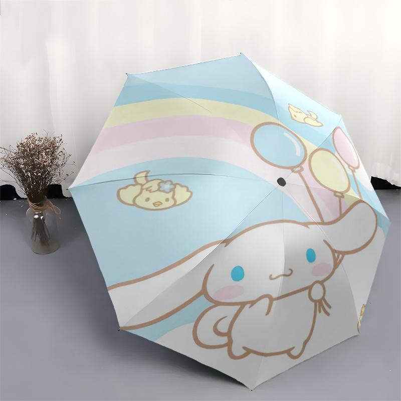 Rainbow Cinnamoroll Automatic Open/CloseUmbrella-CuteUmbrella with Cute Design, Portable 3-Fold Compact Umbrella for Men & Women, Valentine's Day Moth