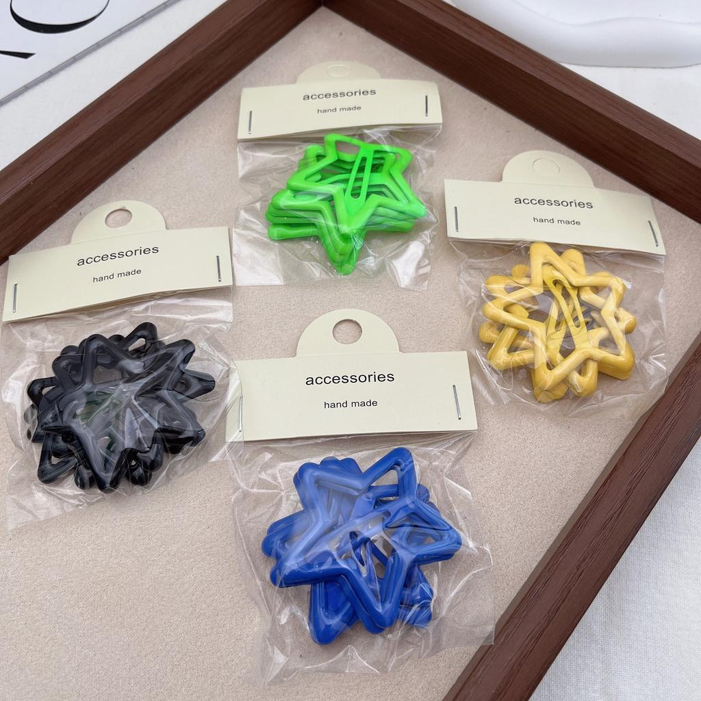 5 шт., шпильки-невидимки для девочек в виде звездочек конфетного цвета, крутые металлические заколки для волос в виде пентаграммы для девочек, аксессуары для головных уборов в стиле Харадзюку