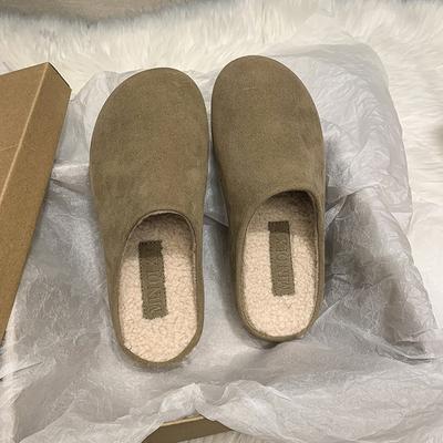 Ботинки Boken на платформе с бархатным носком и полутапочки для женской верхней одежды, новинка 2025 года, осенне-зимние хлопковые тапочки Boken на одной педали