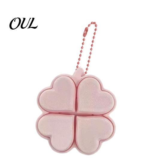 Backpack Hanging Ornament Four-Leaf Clover Clicker Keychain, 3D Printed Leaf Push Toy with Ball Decorative Accessory Chain, Stress Relief Finger Toy,