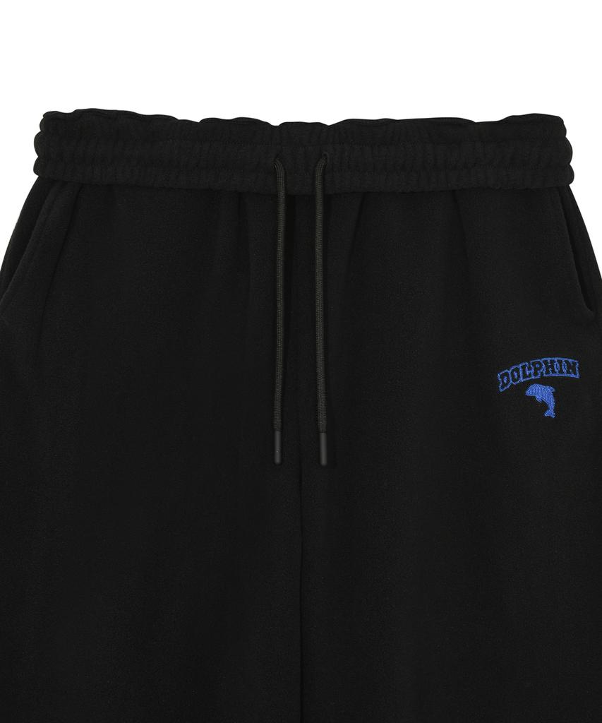 DOLPHIN WAVE APPAREL Флисовые штаны на шнурке с вышивкой в виде цепочки дельфина Черные