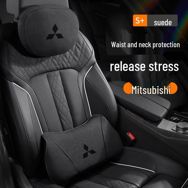 Mitsubishi Car Backrest & Neck Pillow: Compatible with Outlander, Pajero, ASX, Eclipse Cross.