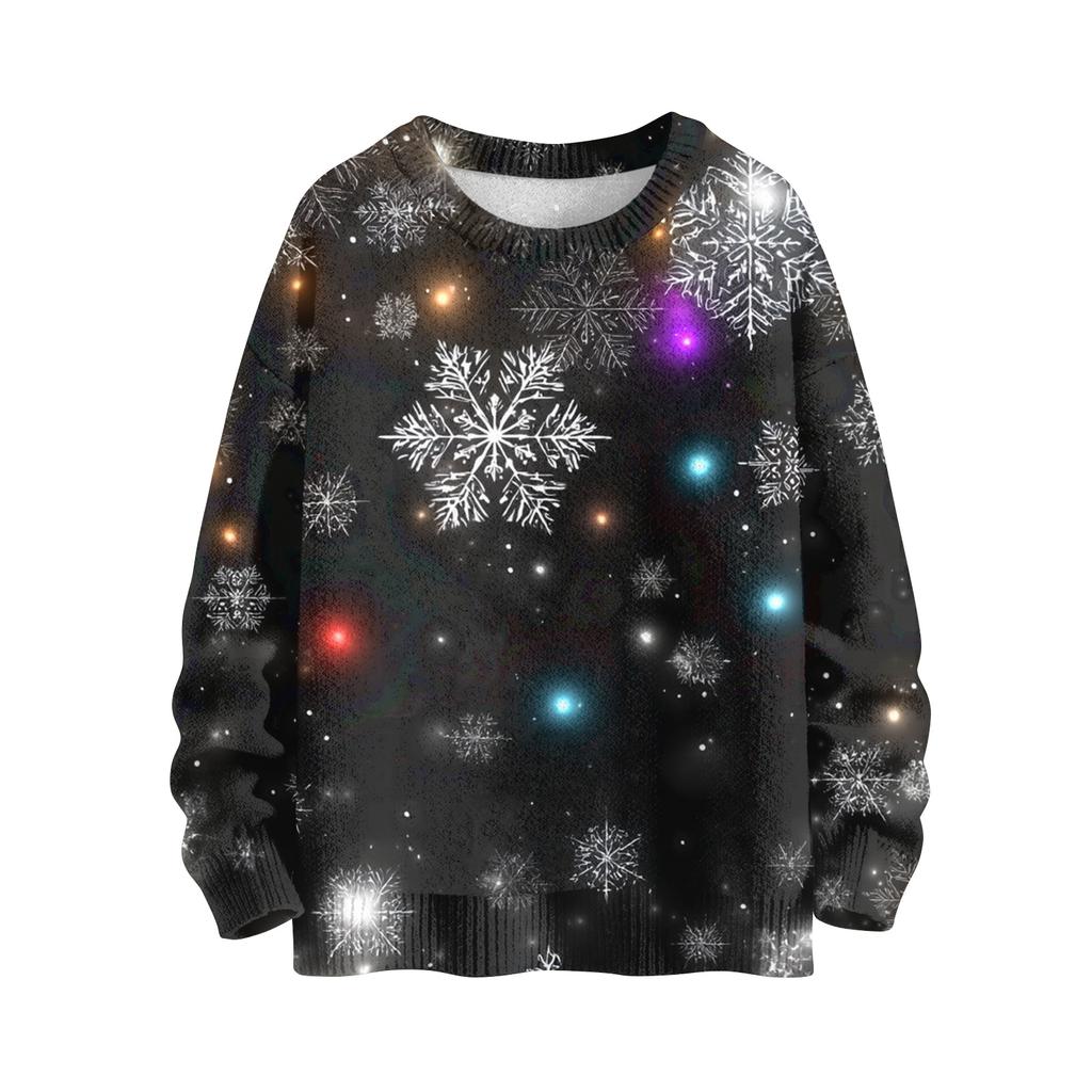 Рождественские толстовки для женщин Вязаный свитер Милая рубашка Осенний свитер с круглым вырезом Топы