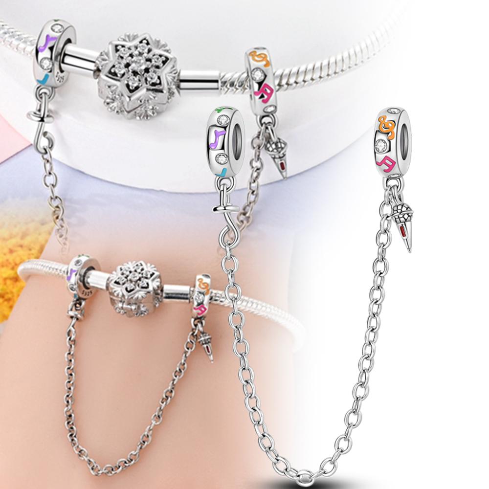 Beads Travel Dream Cute Musical Globe Safety Chain Charms Plata Fit 928 Charms Bracelet Beads Jewelry Gifts for Women
