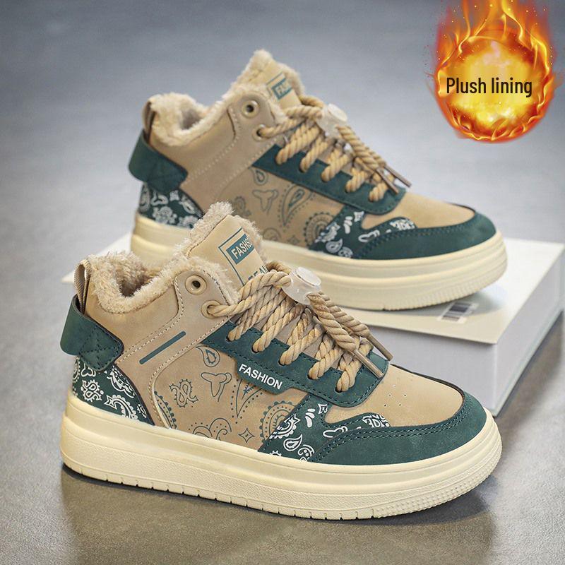 Men's & Women's Korean Style Fleece-Lined High-Top Sneakers