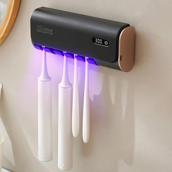 Держатель зубной щетки с двухдиапазонной УФ-стерилизацией, сенсорным управлением, цифровым дисплеем, перезаряжаемый самоклеящийся органайзер для зубных щеток