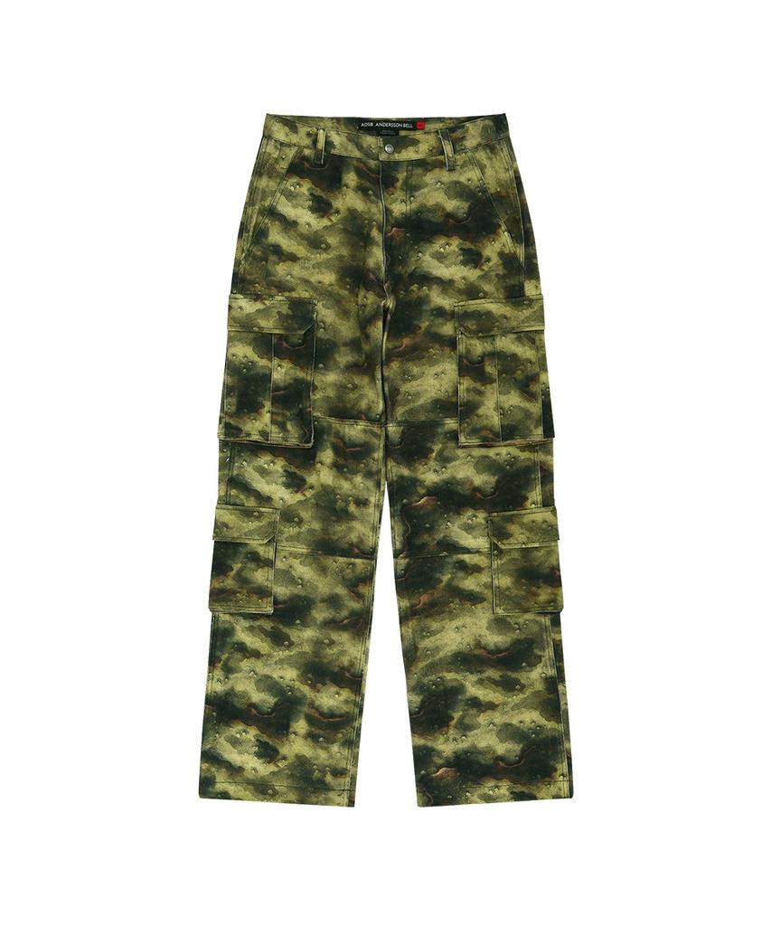ADSB ANDERSSON BELL Unisex Burnout Camouflage-Printed Cargo Jeans Apa907U(Green)