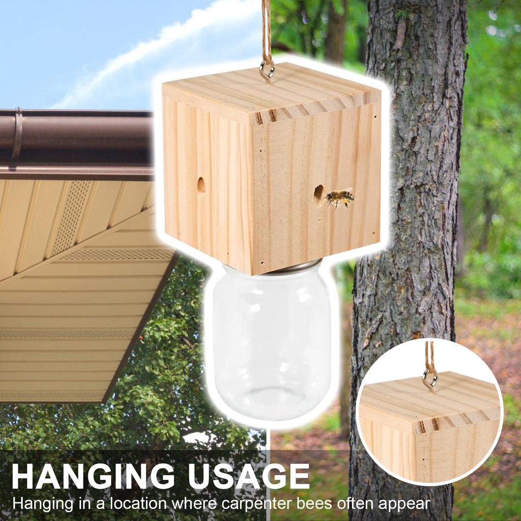 1 шт. деревянная ловушка для пчел из плотника для улицы, лучшая ловушка для пчел, природная подвесная ловушка для пчел из плотника, пластиковая банка для улицы