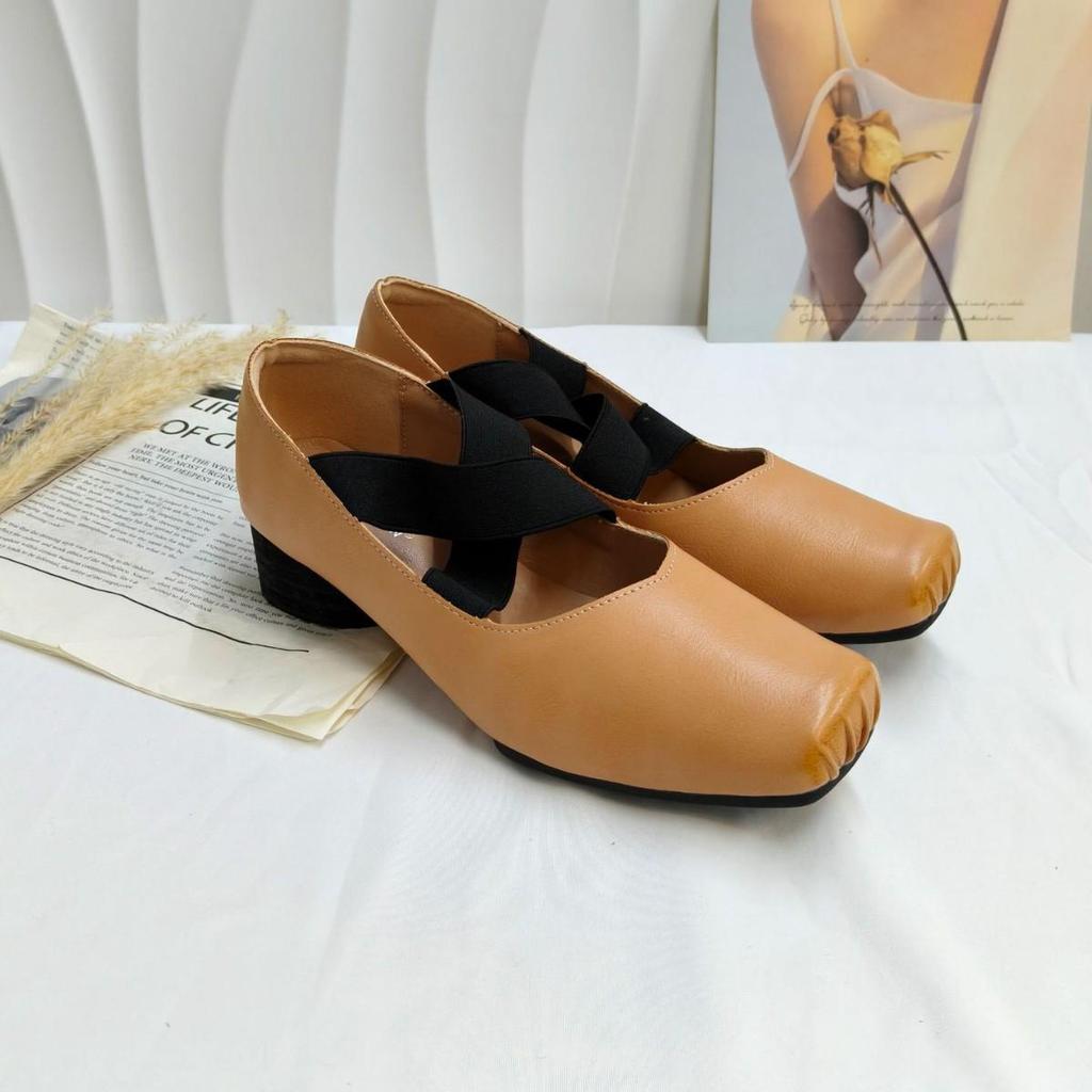 Grape Mom Studio Высококачественные лоферы из лошадиной кожи с квадратным носком и массивным каблуком для женщин - Осенний стиль