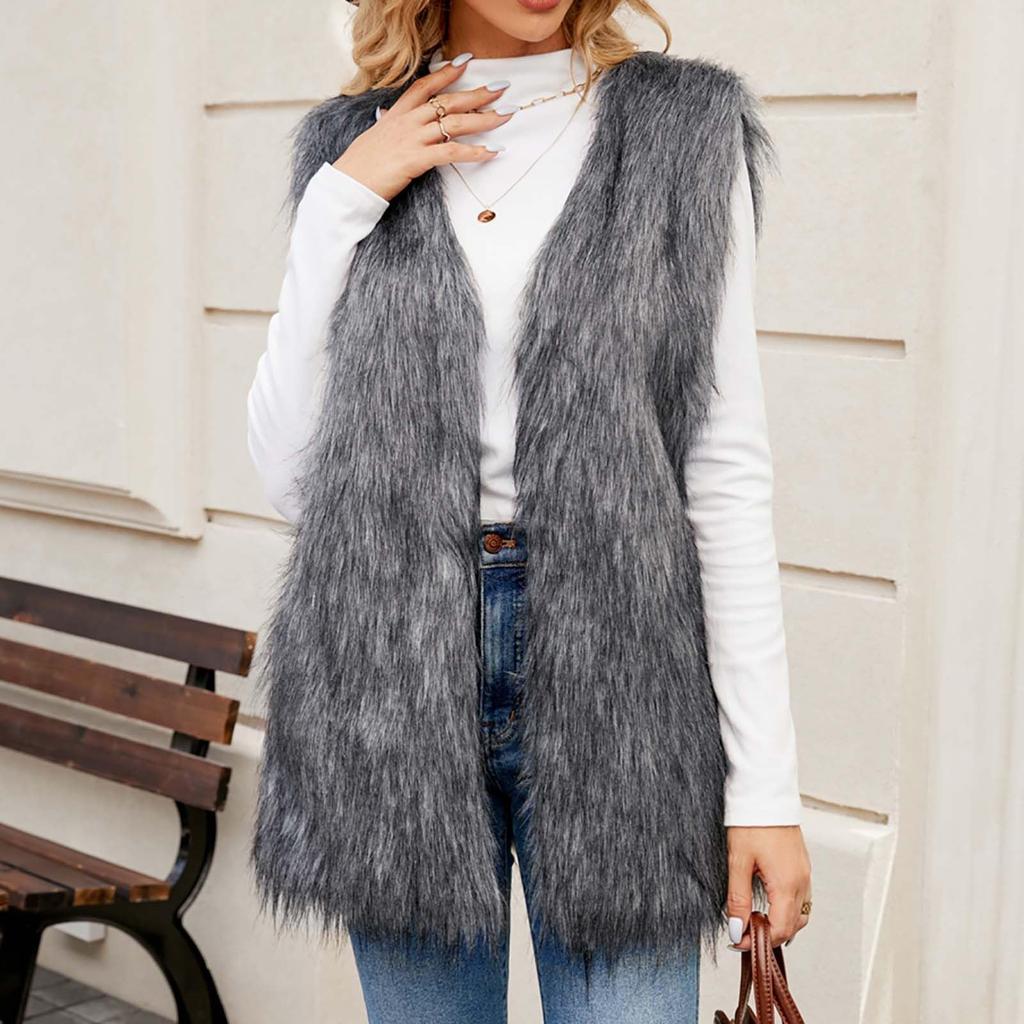 Women's V-neck Faux  Vest Top Faux Vest Coat