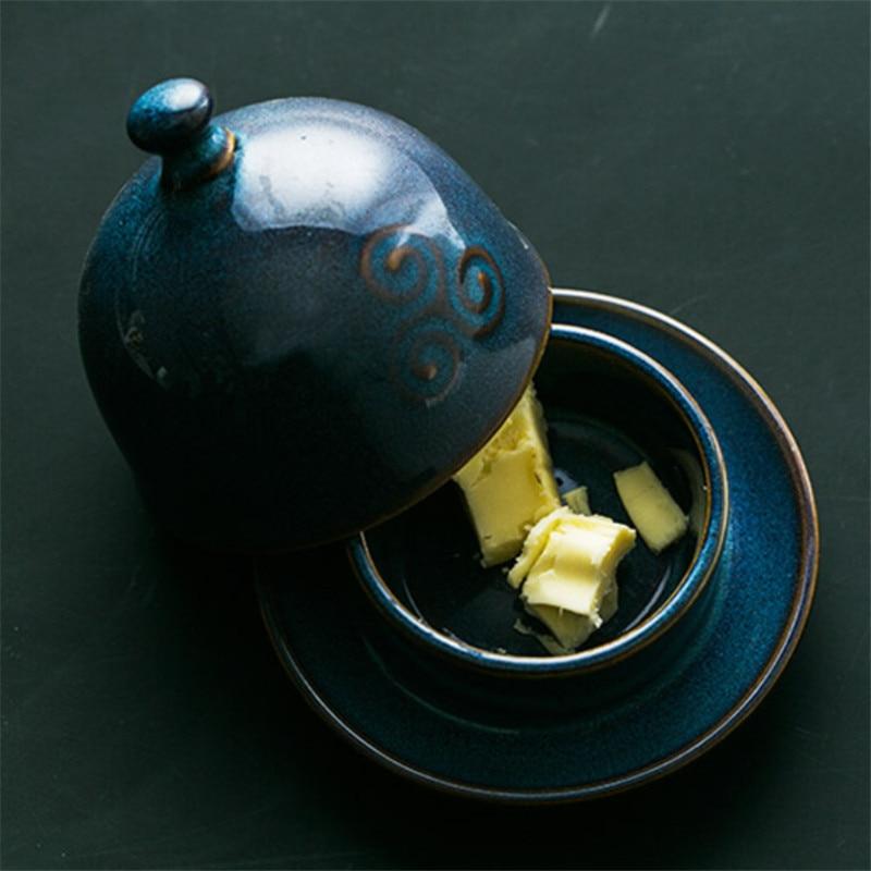 Небольшая тарелка для соуса с крышкой, коробка для масла, сыра, приправа, керамическая посуда, десертная закуска, уксусная тарелка