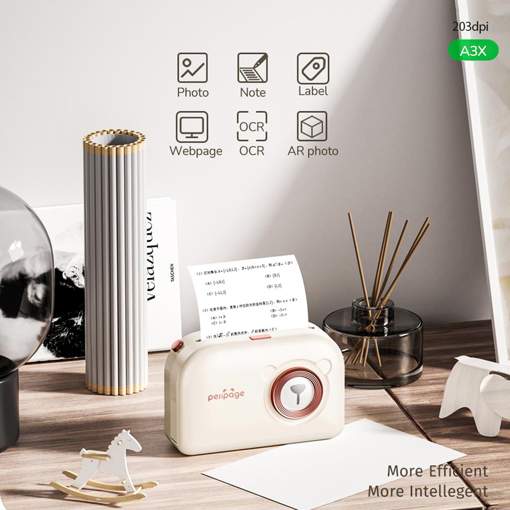PeriPage A3X Mini Portable Photo Sticker Printer 203dpi BT Wireless Mobile Thermal Printer Receipt