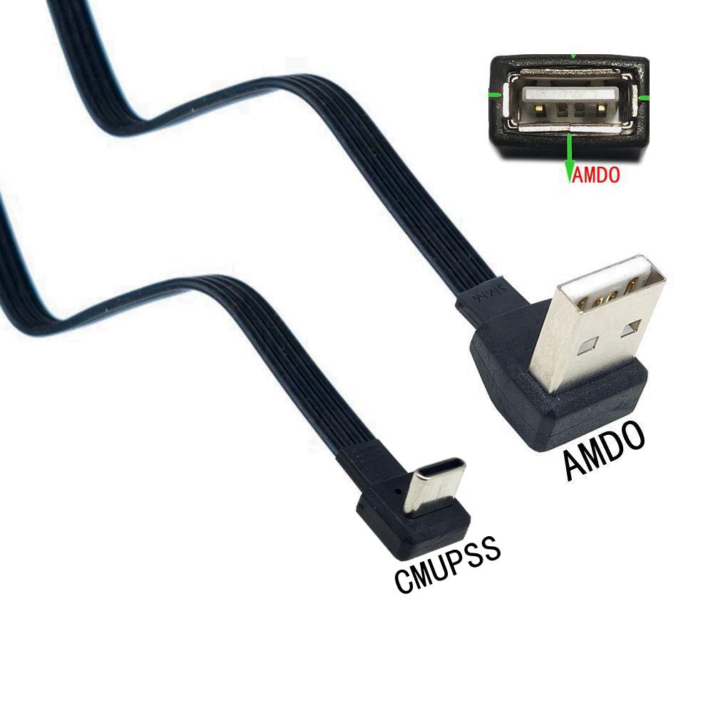Ultra Thin Elbow C-type Data Cable USB 2.0 Double Elbow Charger Po Short-term Portable Universal 10CM-100CM 30CM
