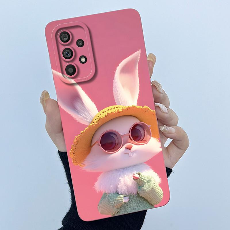 Shockproof Matte Case For Samsung Galaxy A32 A52 A52S A72 M52 5G Lovely Cartoon Liquid Silicone Camera Protective Bumper Cover