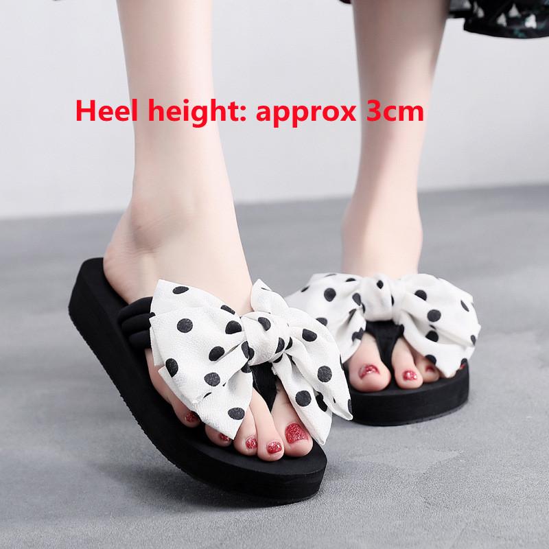 Модные женские летние пляжные шлепанцы с бантиком, танкетки, шлепанцы, женские модные шлепанцы, мягкая платформа из ЭВА, женские сандалии на высоком каблуке