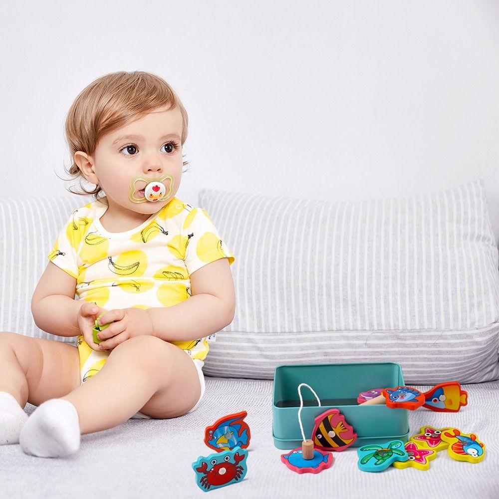 Деревянная игра Монтессори «Рыбалка» Многоцветная игра на ловлю рыбы Развивающая игрушка