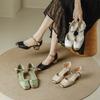 Square Head, Mary Jane, Great-looking Shoes, Thick Heel, High Heel, Bag Head Sandals, Women's New Chinese Style, Hollow Sandals, Summer