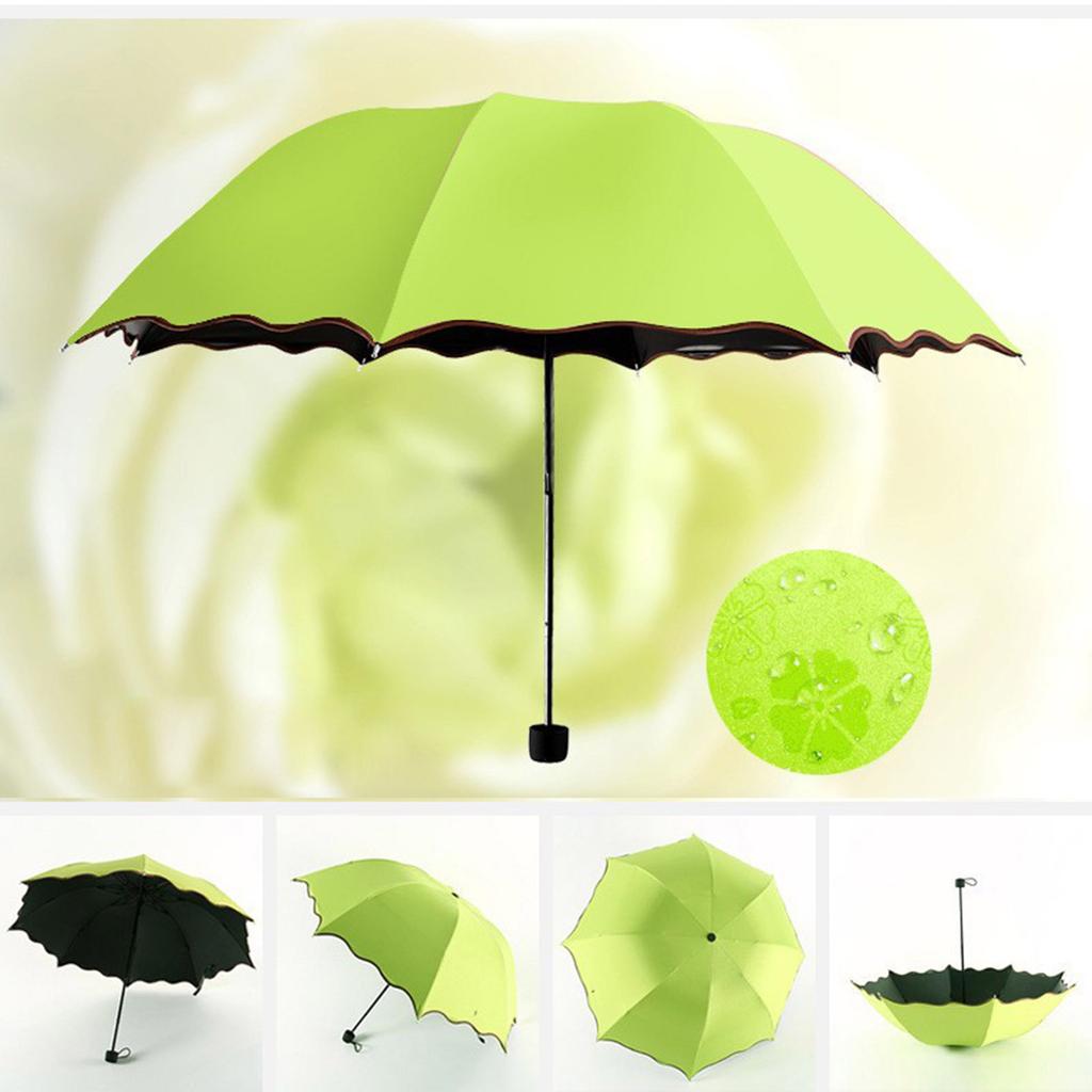 Portable Manual Folding Umbrella Flowering Umbrella In Water Black Coated Rainy Sun Umbrella 3 Folding Sun Protections