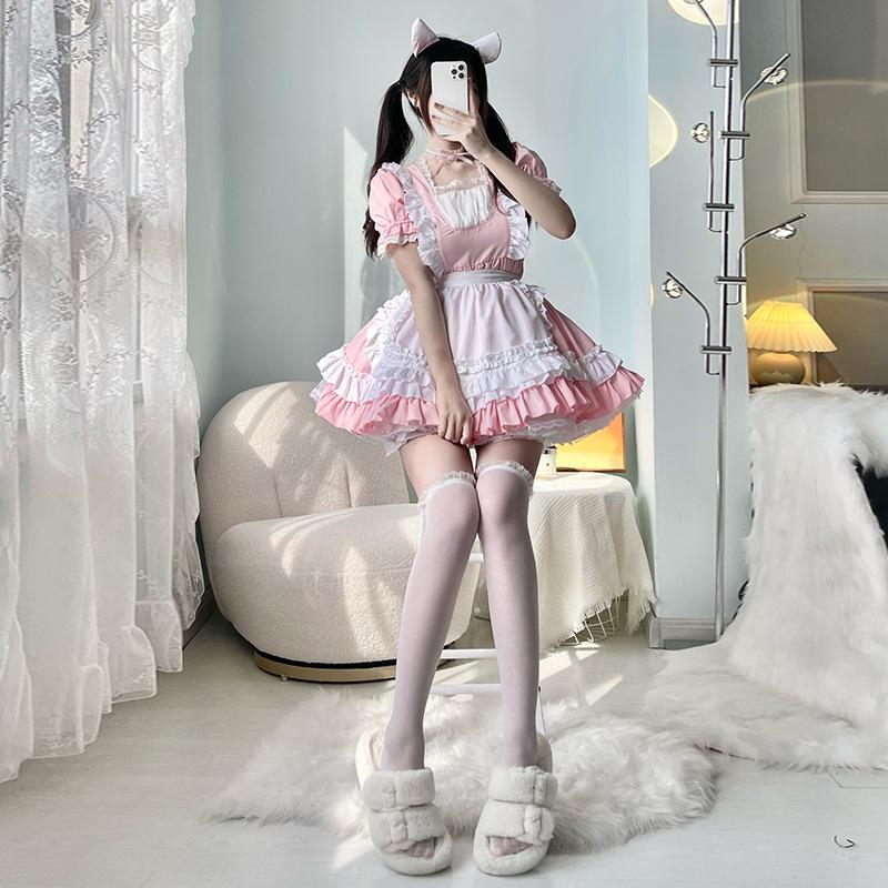 Pink pussy maid outfit lolita dress girl maid uniform cosplay anime cosplay cos costume