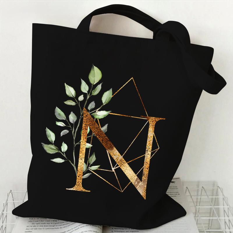Сумка из холста с принтом, женская сумка на плечо, модная женская сумка с цветочным принтом и буквами, сумка-тоут с буквами алфавита