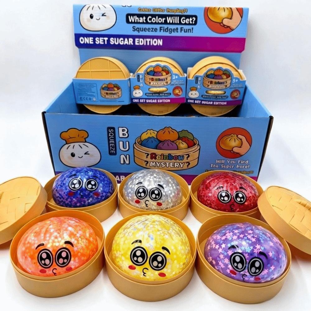 Soft Dumplings Blind Box Squeeze Toy Glitter Stress Relief Sensory Ball For Stress Anxiety Relief
