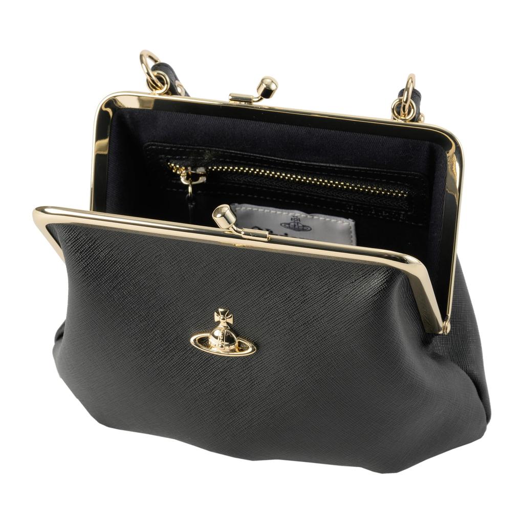 Сумка Vivienne Westwood 52020003 L001N Черная Сумка-кошелек на раме из кожи сафьяно «бабушка» на плечо [Vivienne Westwood] (Рюкзак) Женский [Бренд] [Товар]