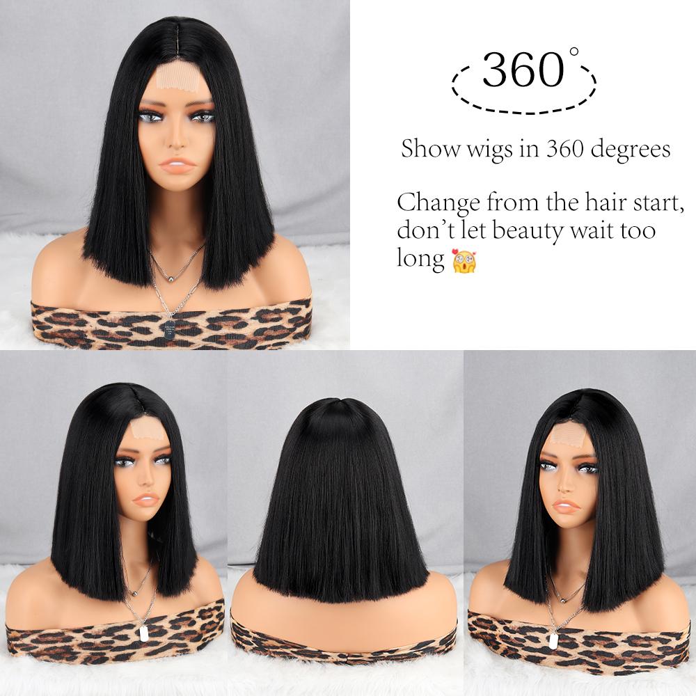 LISI HAIR Женский прямой парик боб длиной до плеч без челки, парик спереди, парик с омбре, блондинка, оранжевый, розовый, парик из синтетического волокна