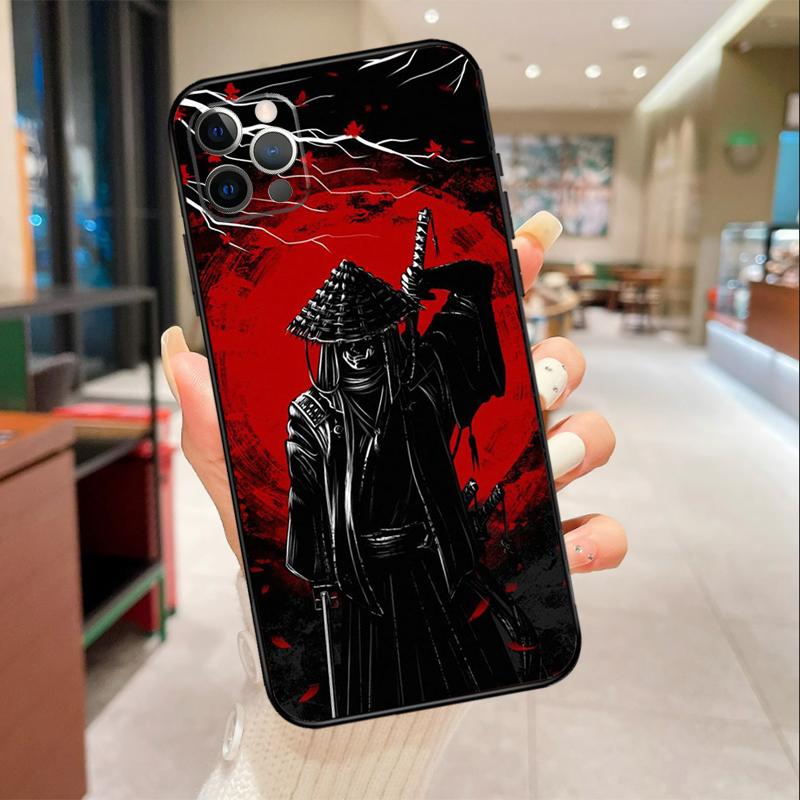 Япония Ниндзя Самурай Красное Солнце Чехол для Телефона Для iPhone 17 Air 16 14 13 11 15 Pro Max mini 15 16 Plus 16e Защитная Крышка
