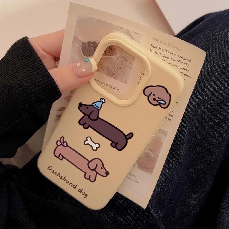 Korean Sausage Puppy Soft Silicone Phone Case For iPhone 16 Pro Max 15 14 13 12 11 Pro 15 16 Plus Shockproof Bumper Cover