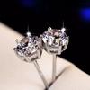 18K Gold-Plated S925 Sterling Silver Six-Prong Stud Earrings for Women, Versatile Japanese-Style.
