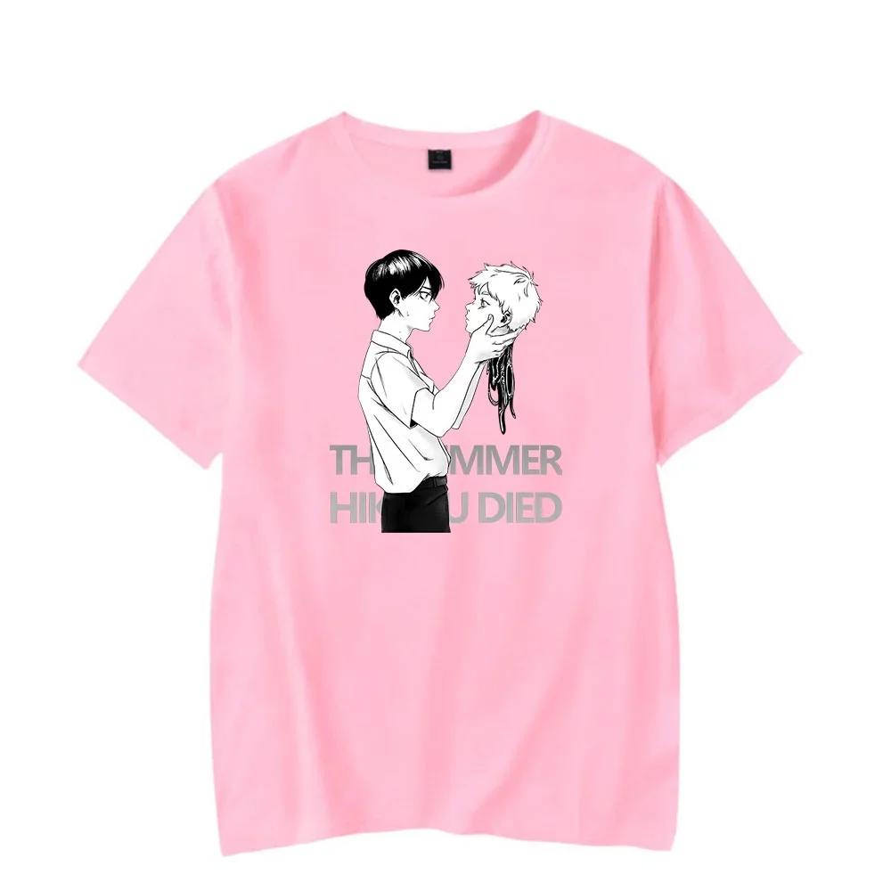 Summer Men's Japanese Anime Hikaru Died Cartoon Pattern Printed T-shirt, 100% Pure Cotton Fashionable Round-neck Clothing