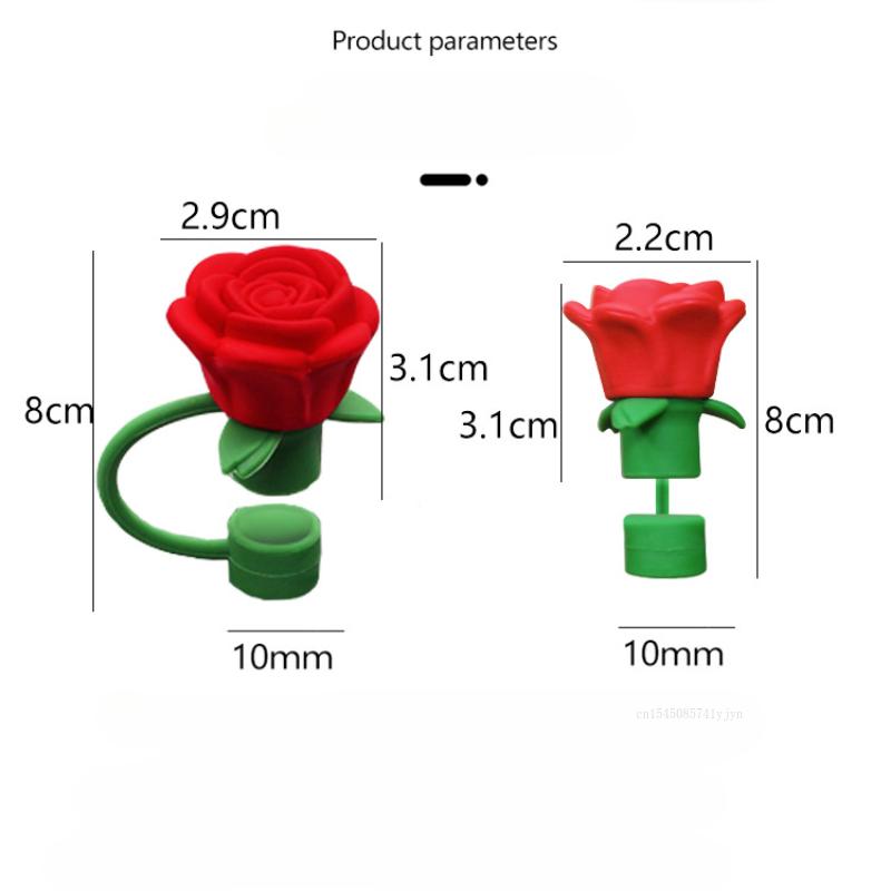9-10mm Rose Flower Straw Cover for Stanley,Heat-resistant Dust Proof Straw Plug Cap Cup Accessorie,Valentine's Day Gift 1pcs