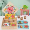 Children'S Wooden Dinosaur Clock Early Education Young Children Learning Time Teaching Aids Enlightenment Cognitive Puzzle Set Educational Toys