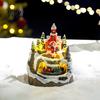 Christmas Tabletop Decorations 2Pcs Train Music Box with Rotating Light, Snow Village Carousel Creative Party Supplies Ornament, Battery/USB