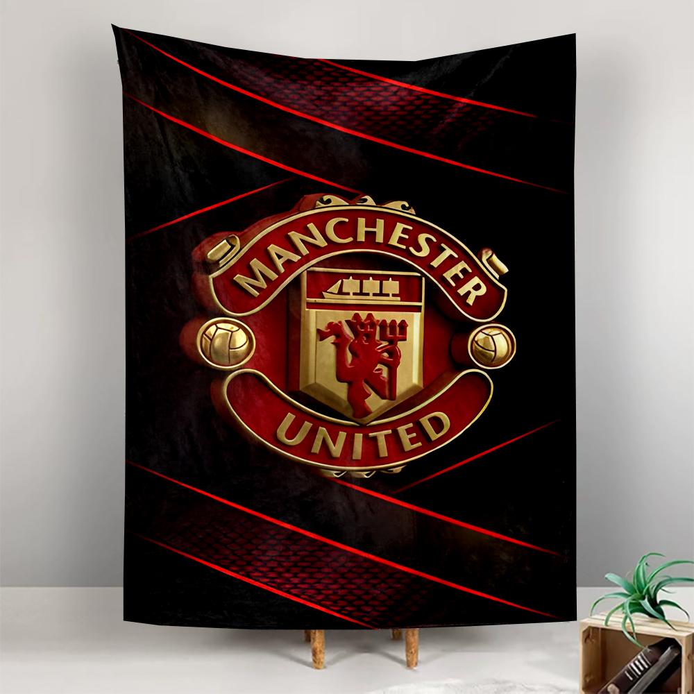 Manchester United FC 3D Gold Crest Logo Tapestry Wall Hanging for Bedroom Living Room Decor Gift for Fans