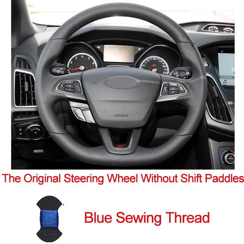 Hand Sewing Car Steering Wheel Cover Wrap For Ford Focus (RS | ST | ST-Line) 2015-2018 Kuga (ST-Line) Ecosport (ST-Line)