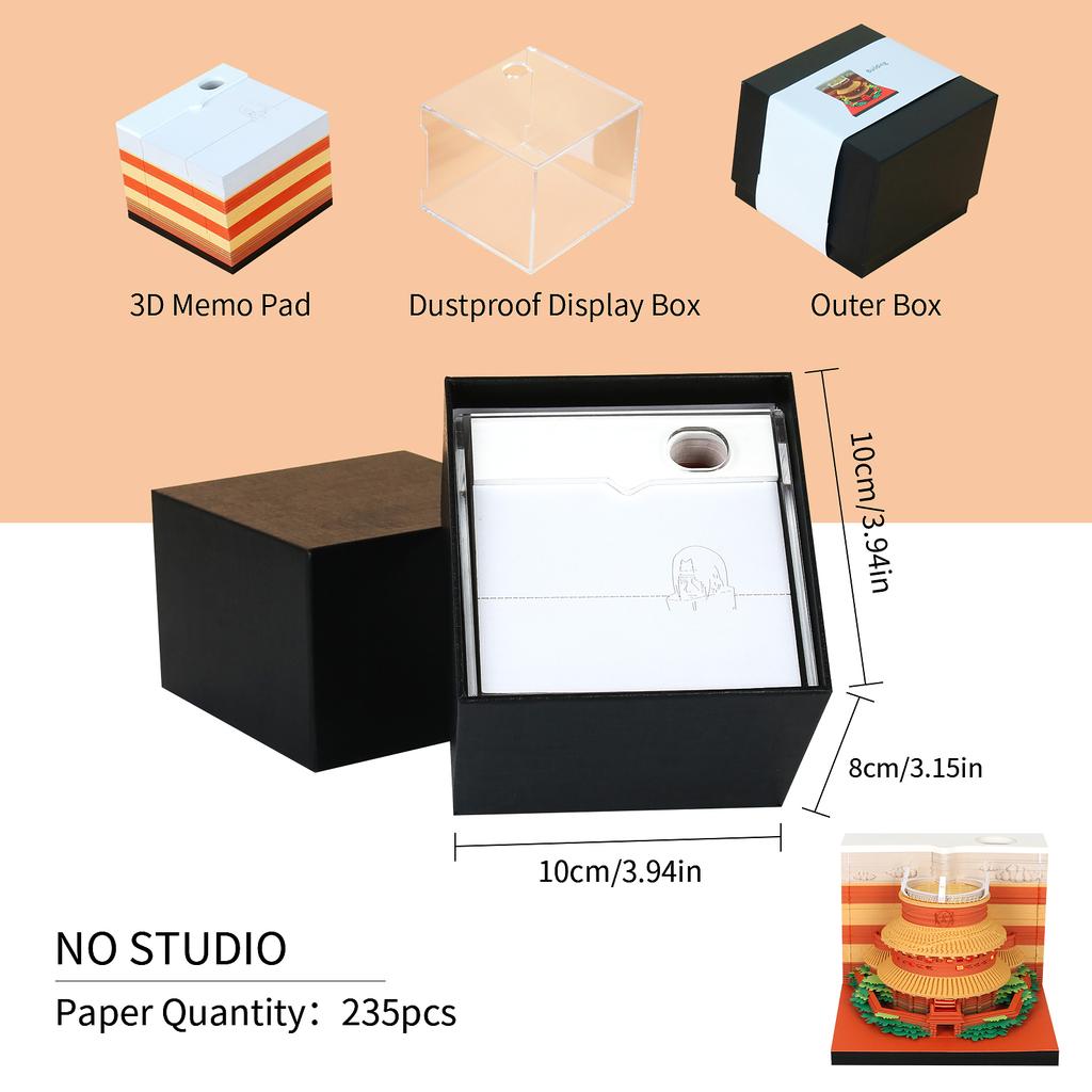 Creative Paper Cut 2026 New Product Christmas Holiday Gift Konoha Village Diy Layered Paper 3D Memo Pad With Acrylic Pen Holder