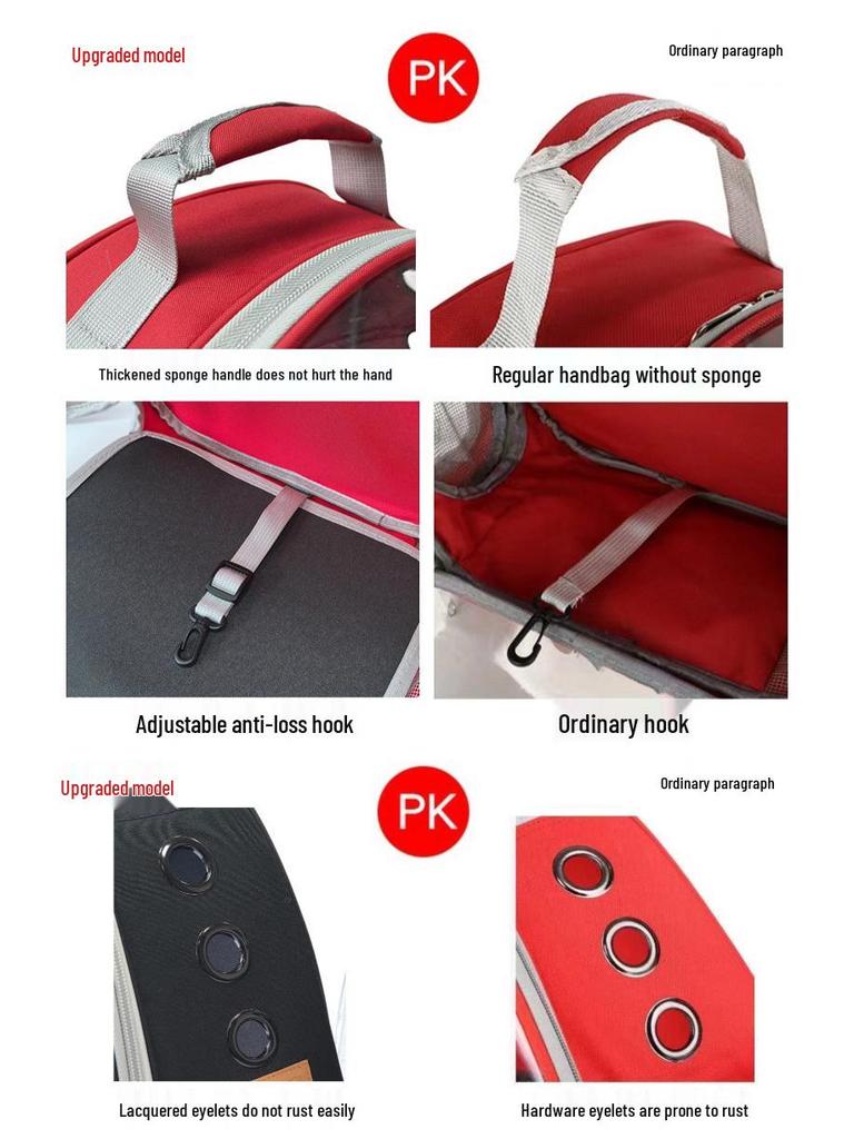 Pet Space Capsule Backpack: Large Capacity, Breathable Cat & Small Dog Carrier with Front Chest and Double Shoulder Straps.