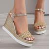 Fashion Gold Silver Glitters Wedge Sandals Women Buckle Strap Chunky Platform Sandles Woman Summer Non-Slip Thick Sole Sandalias Mujer