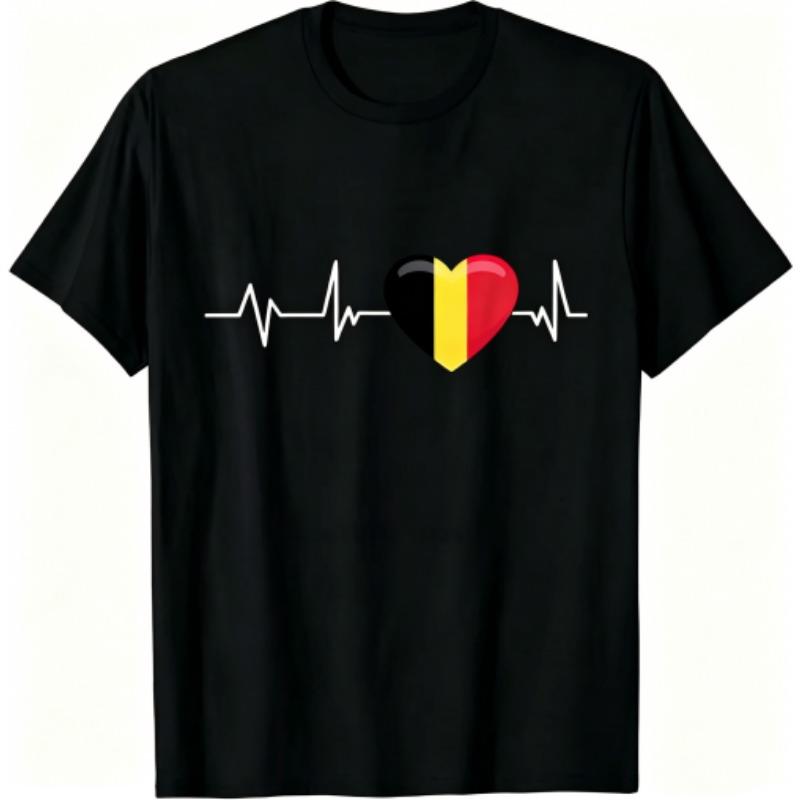 I Love Belgium Pattern Print Men's T-shirt Summer Men's and Women's Casual Fashion Tops Men's Short Sleeve T-shirt Oversize Clothing
