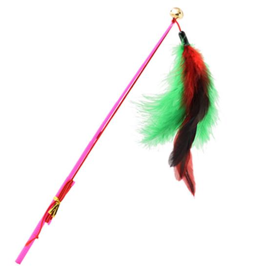 Cat Toys Interactive Funny Multicolor Color Feather Bells Cat Stick for Pet