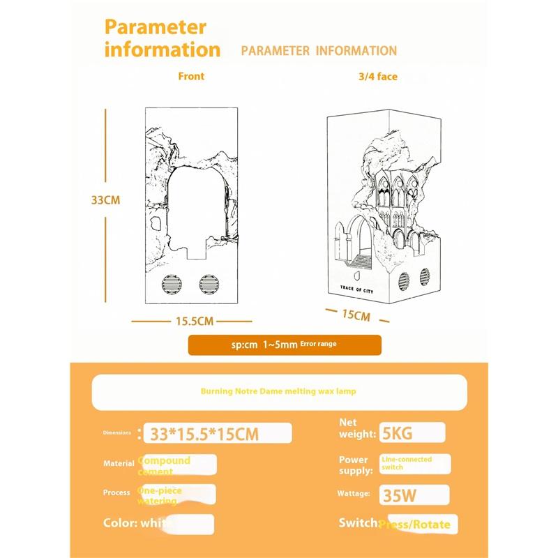 Настольная лампа Notre Dame's Melt Wax, ночник для спальни, настольная лампа из гипса, свеча, лампа для ароматерапии, подарок на день рождения, сувенир
