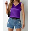 Women's Spring Summer Satin Vest V-neck Casual Halter Vest Sleeveless Shirt