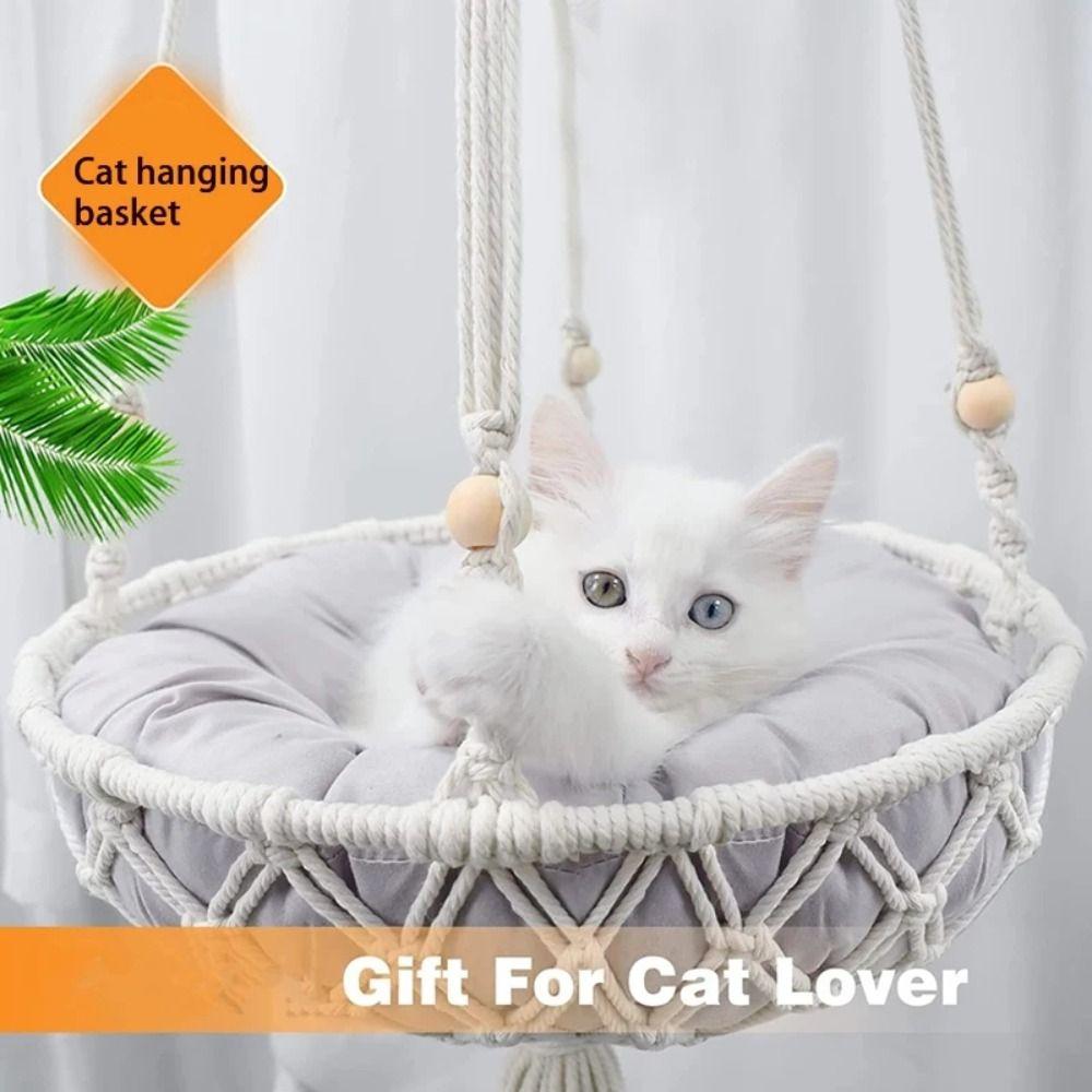 Hanging Cat Hammock Handwoven Cat Sofa Pet Swing Bed Hanging Basket Cat Nest Kitten Puppy Summer