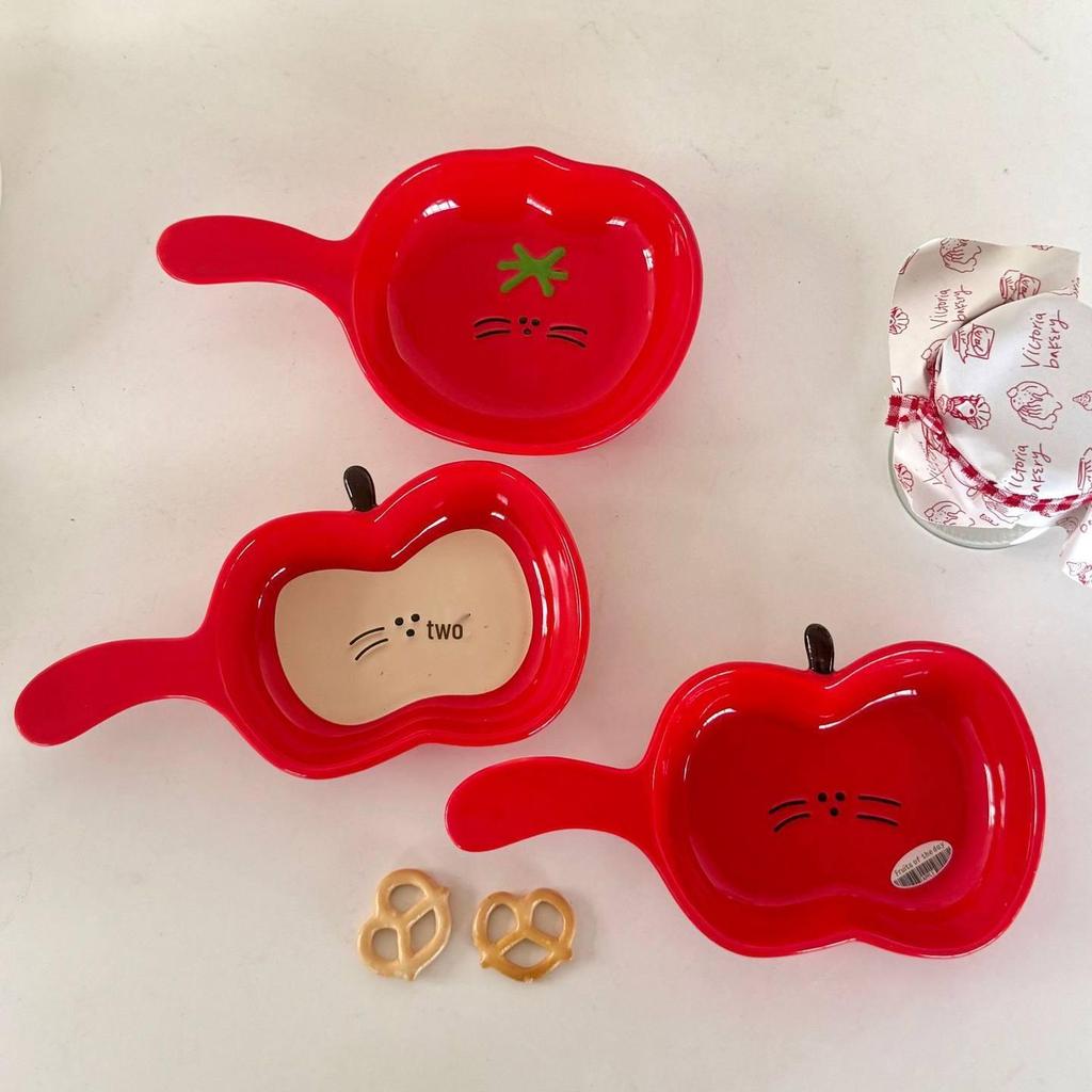 Высококачественная милая мультяшная форма для выпечки и керамическая тарелка в форме яблока с ручкой для дома и питомцев