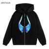 Худи мужское на молнии в стиле хип-хоп, с ярким графическим принтом на лицевой стороне, с капюшоном, пуловер, толстовка, зимняя уличная куртка, пальто в стиле Y2K, одежда в готическом стиле