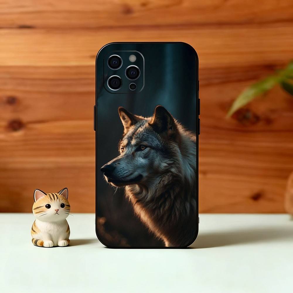 Savage Wolf Theme Phone Case For iPhone 17,16,15,14,13,12,11 Plus,Pro Max,XS,Soft Silicone Black Cover