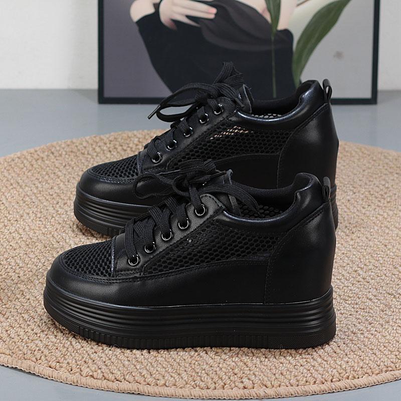 Мода 7 см Женские Белые Кроссовки Обувь на Платформе Женские Туфли-Лодочки Осенние Теннисные Туфли Летние Туфли на Каблуке Обувь с Увеличением Высоты