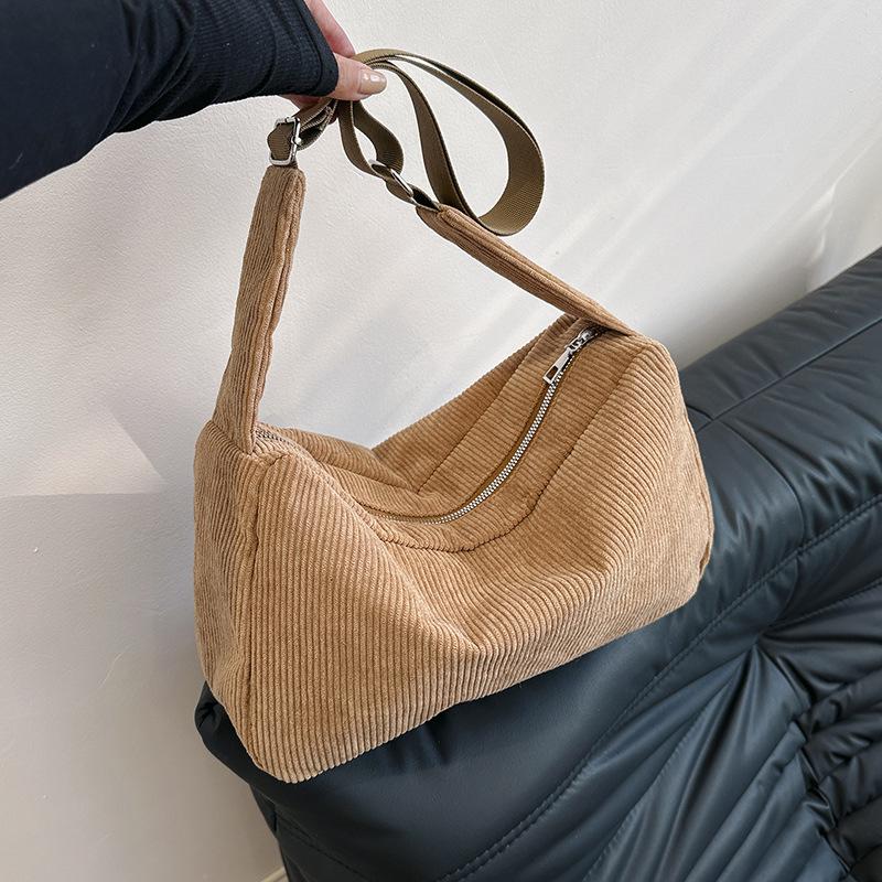 Большая ретро вельветовая холщовая сумка-тоут на плечо для женщин 2023 - Повседневная сумка кроссбоди для студентов